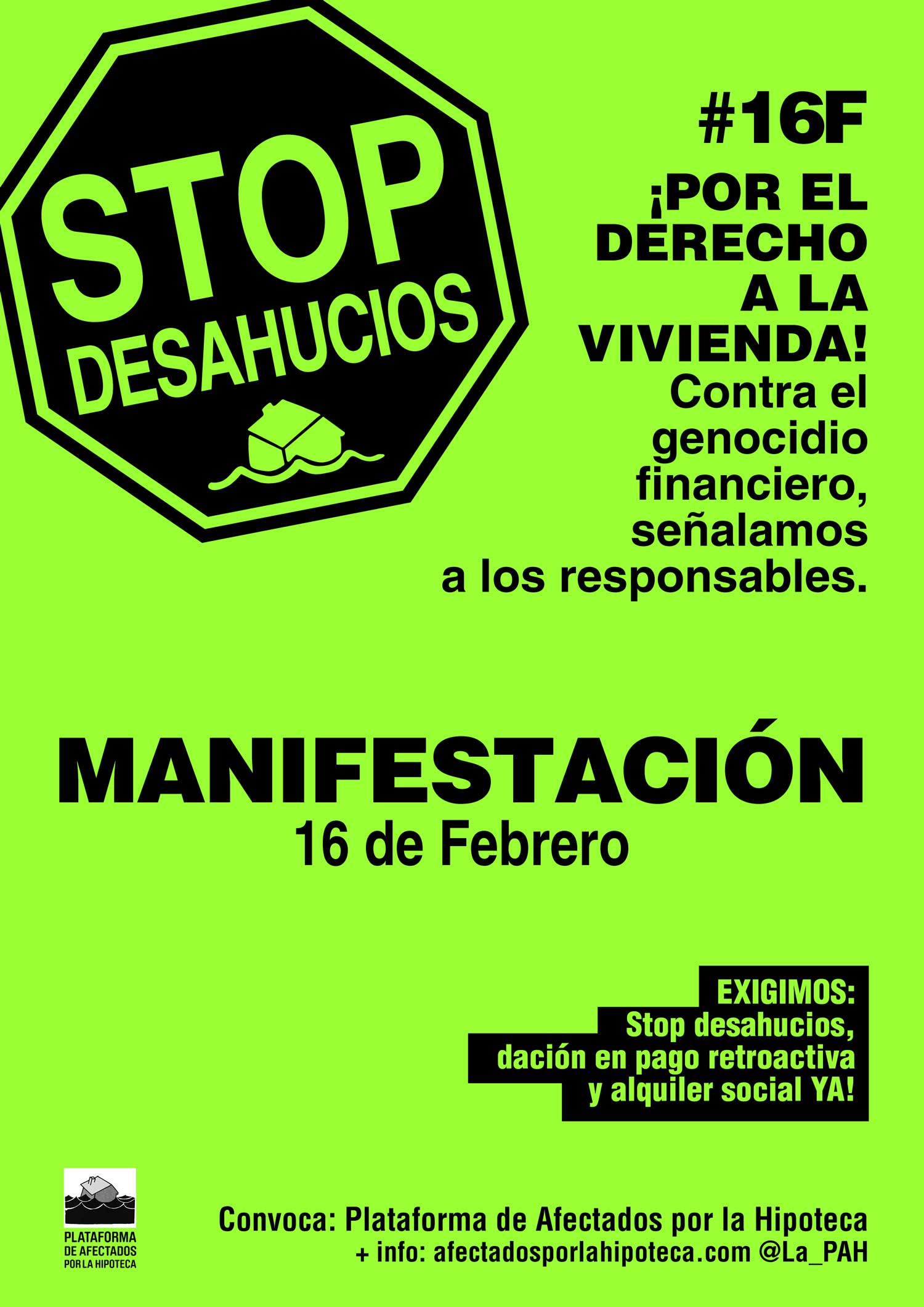 Lee más sobre el artículo #16F manifestaciones: Por el derecho a la vivienda.  Contra el genocidio financiero