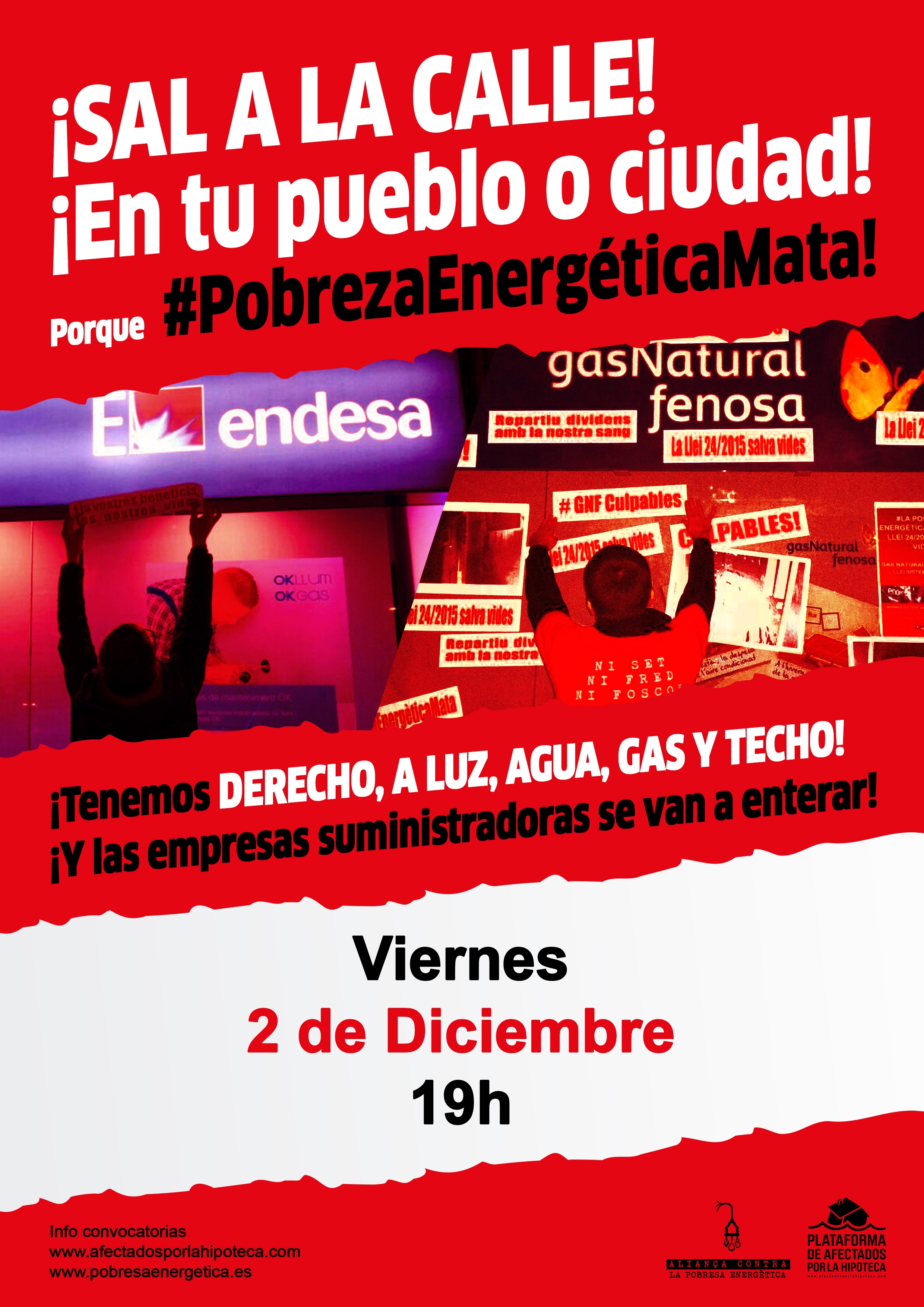 Lee más sobre el artículo ¡El 2 de Diciembre salimos a la calle porque tenemos derecho a agua, luz, gas y techo!