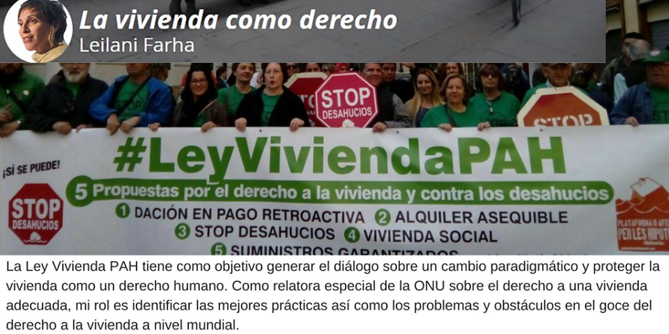 Lee más sobre el artículo La vivienda como derecho, un debate urgente. Artículo de Leilana Farha, relatora de vivienda de la ONU