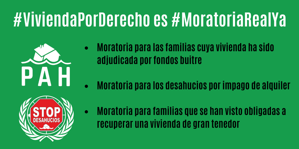 En este momento estás viendo La PAH exigimos una moratoria real a la altura de la emergencia social actual